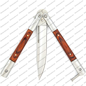 Personalized Custom Handmade Stainless Steel Clip Point Creature Comforts Butterfly Balisong Knife  World Class Knives with Leather Sheath