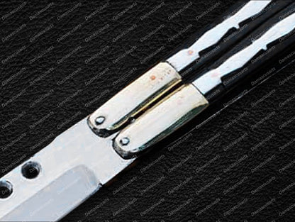 Personalized Custom Handmade D2 Tool Steel Original Filipino Balisong Butterfly Knife Brass with Stainless and Kamagong Wood Inserts World Class Knives with Leather Sheath