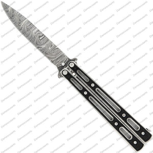 Personalized Custom Handmade Heavy Duty Balisongs Butterfly Stainless Steel with Leather Sheath