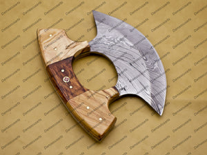 Customize Handmade Damascus Chef Kitchen Ulu Knife Chef Knife Heavy Duty Damascus Handle Koa Wood with Leather Sheath