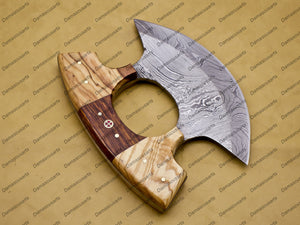 Customize Handmade Damascus Chef Kitchen Ulu Knife Chef Knife Heavy Duty Damascus Handle Koa Wood with Leather Sheath