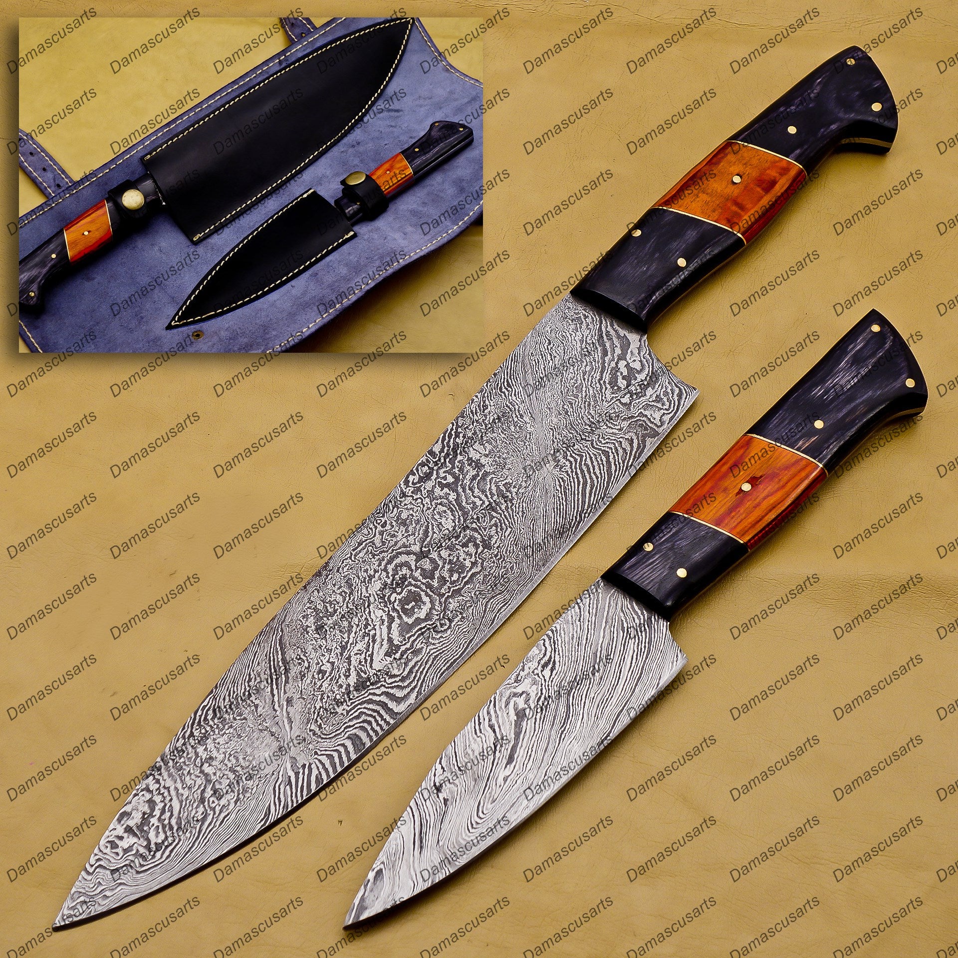 Damascus Knives BBQ all season Custom handmade Damascus steel kitchen/Chef knife set Vintage Knife Forged Steel Knife Perfect Gift