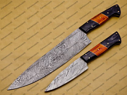 Damascus Knives BBQ all season Custom handmade Damascus steel kitchen/Chef knife set Vintage Knife Forged Steel Knife Perfect Gift