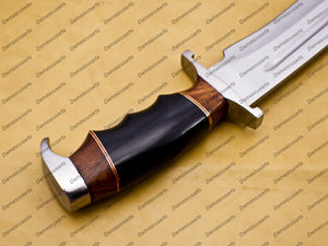 Custom Handmade D2 Custom Steel Hunting Bowie Knife Fixed Blade with Leather Sheath Personalized Gift