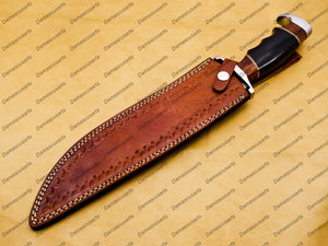 Custom Handmade D2 Custom Steel Hunting Bowie Knife Fixed Blade with Leather Sheath Personalized Gift