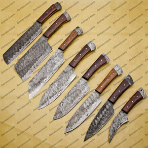 Damascus Chef Knife Vintage Knife Forged Steel Knife Perfect Gift Handcrafted Kitchen Assortment with Leather Sheath