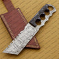 Personalized Custom Custom Hand Made Forged Hunter Knife Damascus Steel Bowie Knife Handle Tali Wood With Leather Sheath