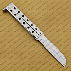 9.5"personalize Custom  Handmade Silver Blade High Carbon Filipino Balisong Butterfly Knife World Class Knives with Leather Sheath