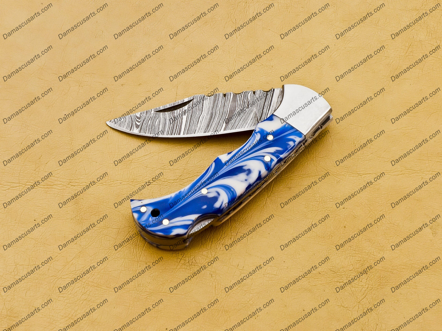 Customize Damascus Pocket Folding Knife, Groomsmen Gifts Anniversary Gift Authentic Damascus Steel Blade Gift for Him Sp-002