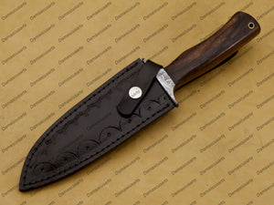 Personalized 11" Custom Handmade Damascus Gut Hook Hunting Fixed Blade Knife Damascus Handmade Word Class with Leather Sheath