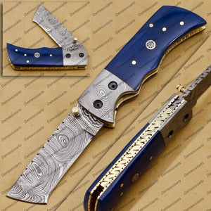 Personalized 7″ Long 3″blade” Damascus Pocket Knife Handmade Damascus Pocket Folding Knife Hand Made World Class Knives Usa Made