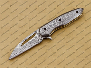 Personalized Custom Handmade Komodo Dragon 7″ Long 3″blade” Damascus Pocket Knife Handmade Damascus Pocket Folding Knife Hand Made Word Class Knives with Leather Sheath