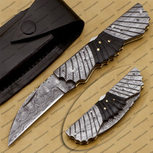 Personalized Custom Handmade Komodo Dragon 8″ Long 3″blade” Damascus Pocket Knife Handmade Damascus Pocket Folding Knife Hand Made Word Class Knives with Leather Sheath