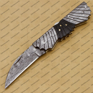 Personalized Custom Handmade Komodo Dragon 8″ Long 3″blade” Damascus Pocket Knife Handmade Damascus Pocket Folding Knife Hand Made Word Class Knives with Leather Sheath