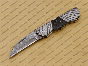 Personalized Custom Handmade Komodo Dragon 8″ Long 3″blade” Damascus Pocket Knife Handmade Damascus Pocket Folding Knife Hand Made Word Class Knives with Leather Sheath