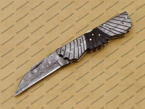 Personalized Custom Handmade Komodo Dragon 8″ Long 3″blade” Damascus Pocket Knife Handmade Damascus Pocket Folding Knife Hand Made Word Class Knives with Leather Sheath