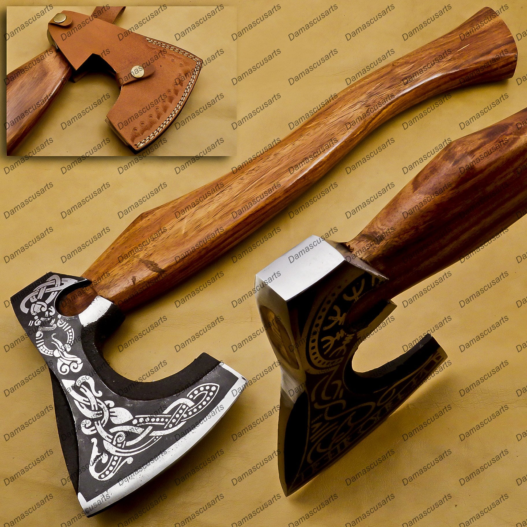 Engrave able Custom Handmade Carbon Steel Axe Viking Hunting CAMPING AXE Vantage AXE Battle with Beautiful Design of Wood Handle