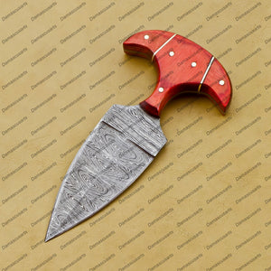 Personalized Custom Handmade Dagger Hunting Knife Handmade Damascus Boot Throwing Kunai Knife Fixed Blade Hand Forged Knife Leather Sheath Gift for Him