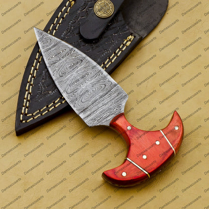 Personalized Custom Handmade Dagger Hunting Knife Handmade Damascus Boot Throwing Kunai Knife Fixed Blade Hand Forged Knife Leather Sheath Gift for Him