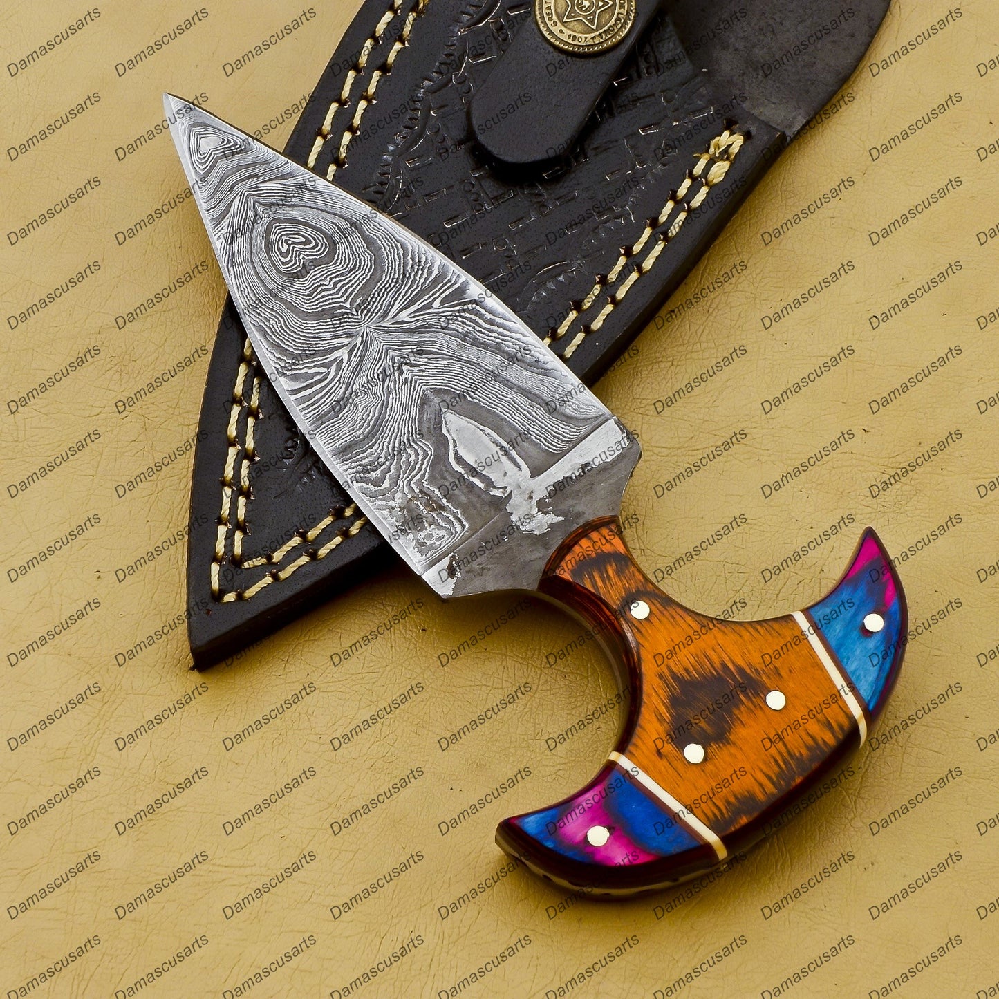 Personalized Custom Handmade Dagger Hunting Knife Handmade Damascus Boot Throwing Kunai Knife Fixed Blade Hand Forged Knife Leather Sheath Gift for Him