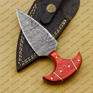 Personalized Custom Handmade Dagger Hunting Knife Handmade Damascus Boot Throwing Kunai Knife Fixed Blade Hand Forged Knife Leather Sheath Gift for Him