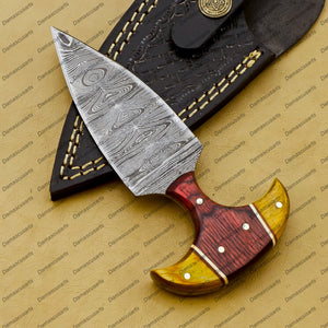 Personalized Custom Handmade Dagger Hunting Knife Handmade Damascus Boot Throwing Kunai Knife Fixed Blade Hand Forged Knife Leather Sheath Gift for Him