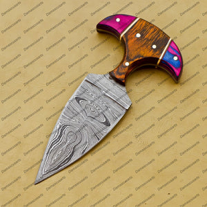 Personalized Custom Handmade Dagger Hunting Knife Handmade Damascus Boot Throwing Kunai Knife Fixed Blade Hand Forged Knife Leather Sheath Gift for Him