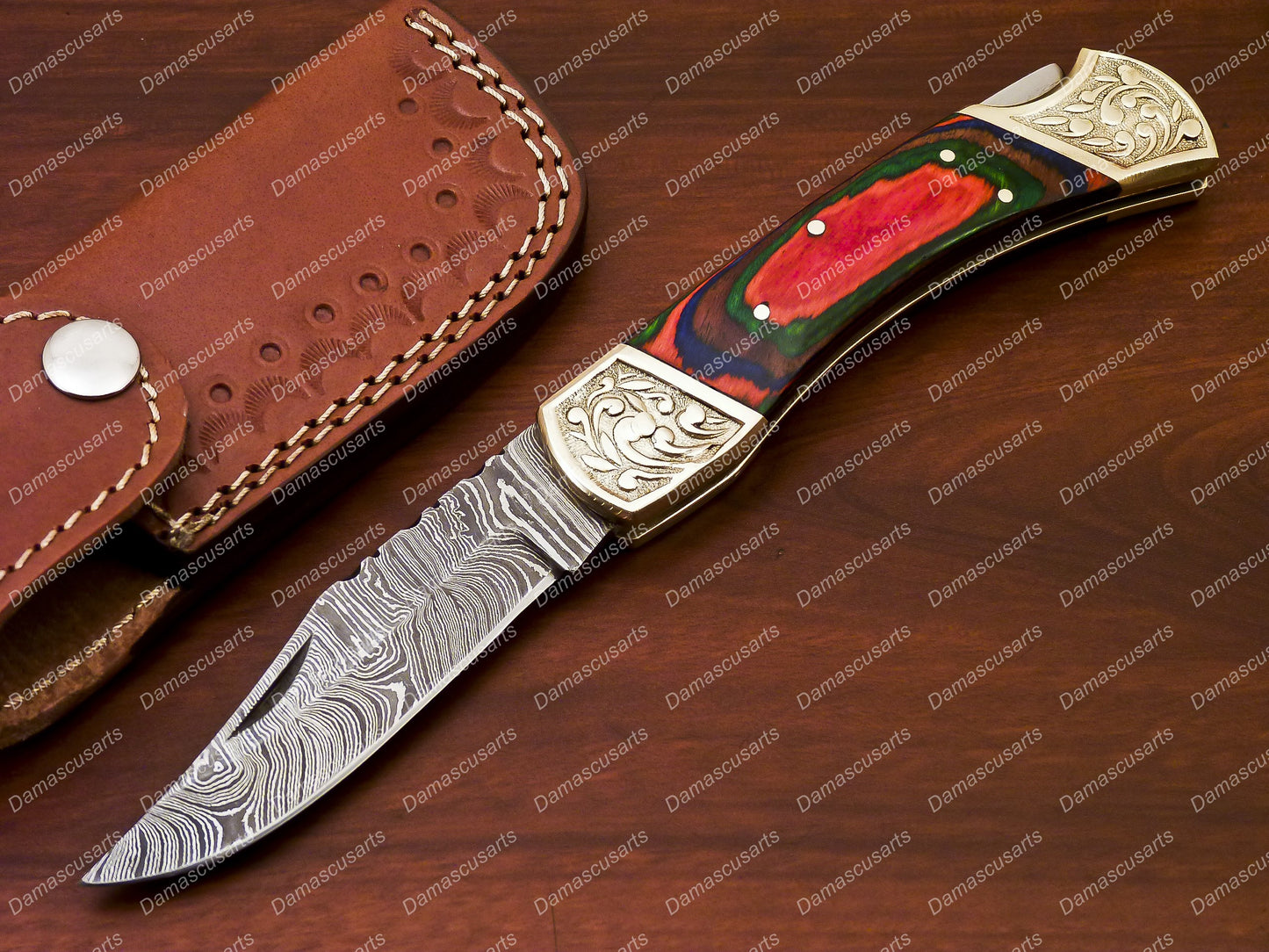 Personalized Custom Handmade 9" Handmade Damascus Folding Pocket Knife Hunting Knife 100% Handmade Damascus