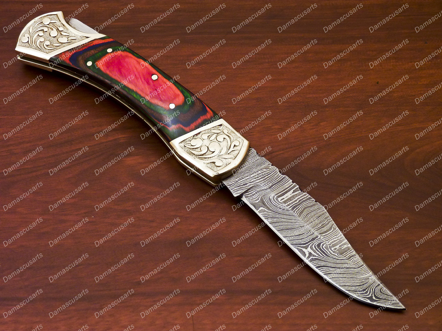 Personalized Custom Handmade 9" Handmade Damascus Folding Pocket Knife Hunting Knife 100% Handmade Damascus